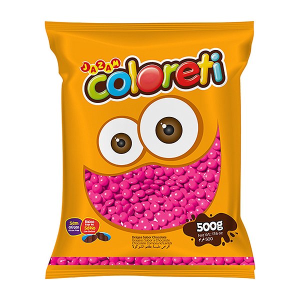 Pastilhas Confeitadas Sabor Chocolate Coloreti Rosa - 500g - 1 unidade - Rizzo