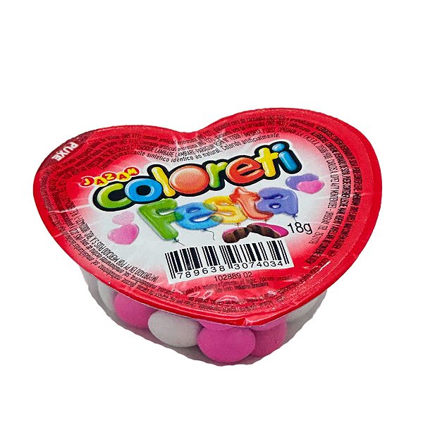 Pastilhas Confeitadas Sabor Chocolate Coloreti Festa Coração - 18g - 1 unidade - Rizzo