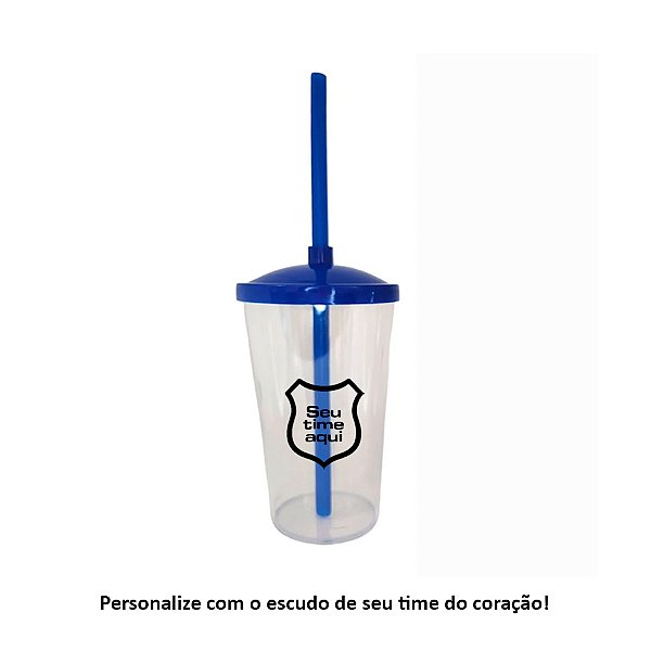 Copo de Plástico Personalizado  Seu Time de Futebol - Azul Royal - 1 unidade - Rizzo