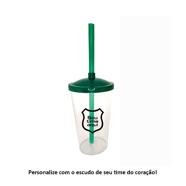 Copo de Plástico Personalizado Seu Time de Futebol - Verde - 1 unidade - Rizzo