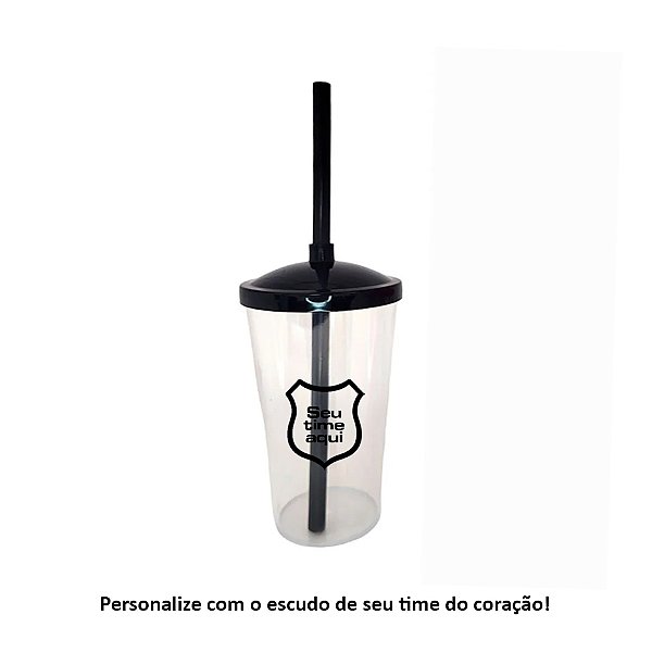 Copo de Plástico Personalizado Seu Time de Futebol - Preto - 1 unidade - Rizzo