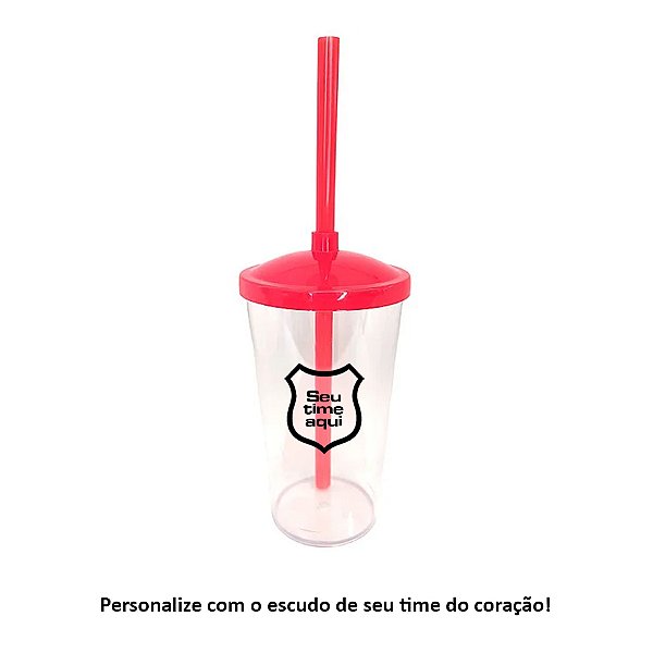 Copo de Plástico Seu Time de Futebol - Vermelho - 1 unidade - Rizzo
