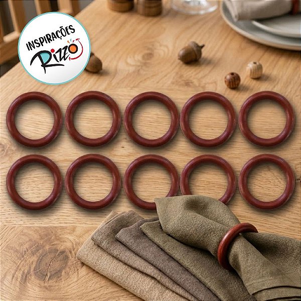 Porta Guardanapo de Madeira Argola - Marrom - 50 unidades - Rizzo