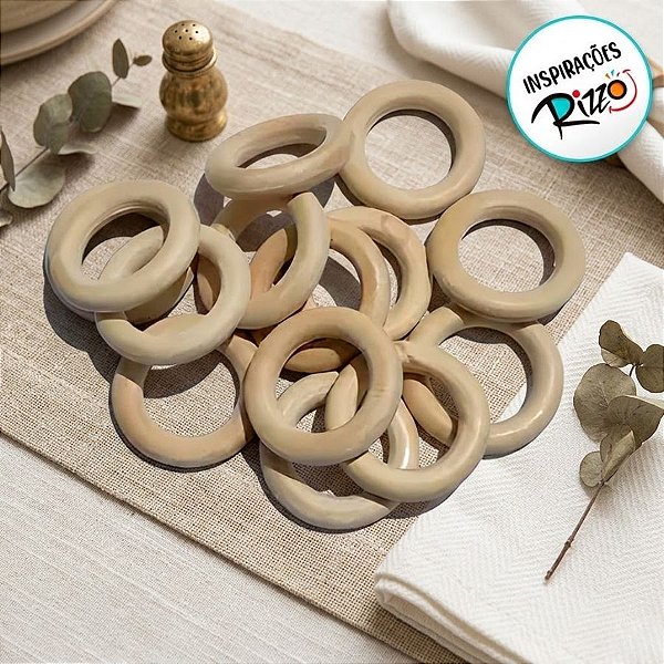 Porta Guardanapo de Madeira Argola - 50 unidades - Rizzo