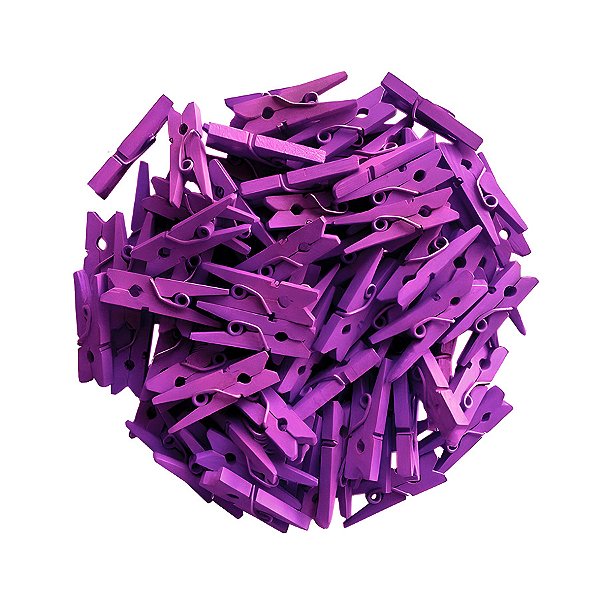 Mini Prendedor de Madeira Roxo 2,5cm - 50 Unidades - Rizzo
