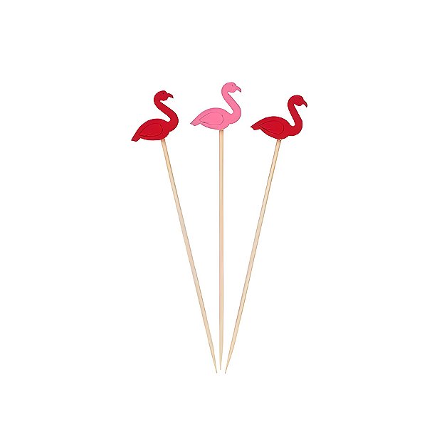 Palito Decorativo Petiscos - Flamingo - Vermelho/Rosa - 20 UN - ArtLille - Rizzo