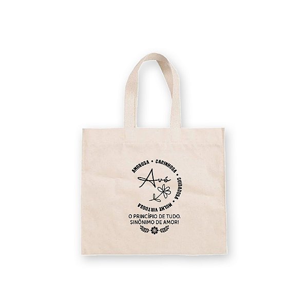 Sacola de Algodão Cru Personalizada Avó Amorosa - 20x22cm - 1 unidade - Rizzo