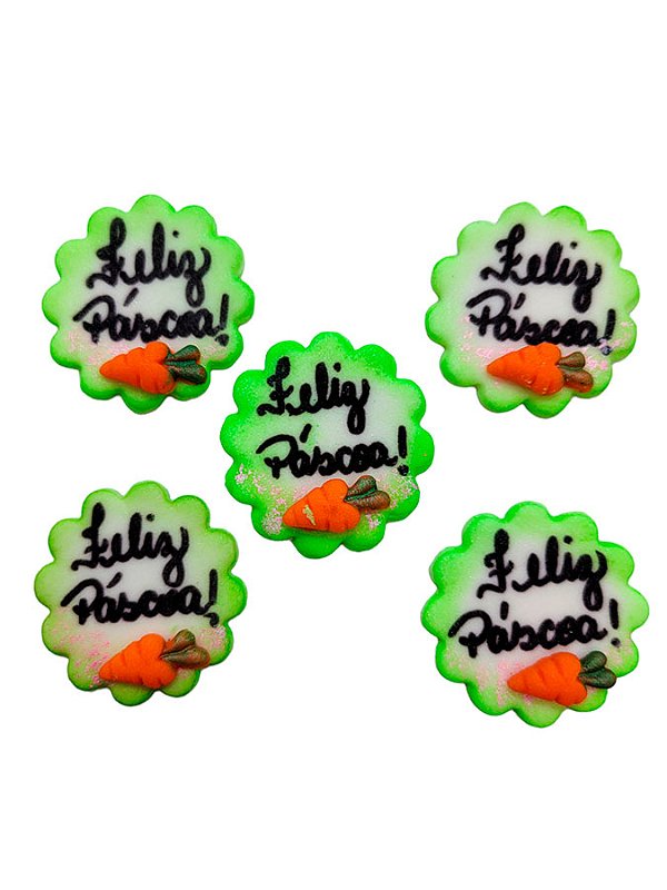 Confeito de Açúcar - Feliz Páscoa - 5 unidades - Encantos de Açúcar - Rizzo