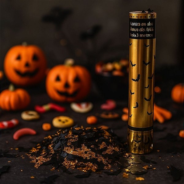 Lança Confete - Halloween Morcego Metalizado - até 8m - 1 unidade - Rizzo