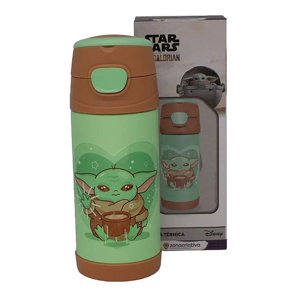 Garrafa Térmica com Canudo Baby Yoda - 350ml - 1 unidade - Zona Criativa - Rizzo