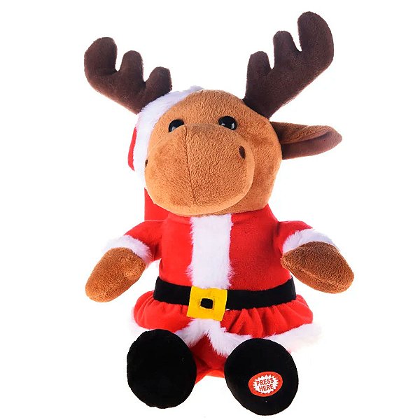 Enfeite Decorativo de Natal - Rena - Com Som e Movimento - 30cm - 1 unidade - Cromus - Rizzo