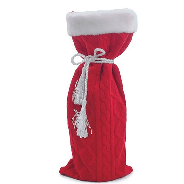 Saco Decorativo de Natal para Garrafa - Vermelho - 35cm - 1 unidade - Cromus - Rizzo
