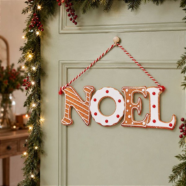 Enfeite Decorativo de Natal - Placa de Pendurar Noel - 23cm - 1 unidade - Cromus - Rizzo