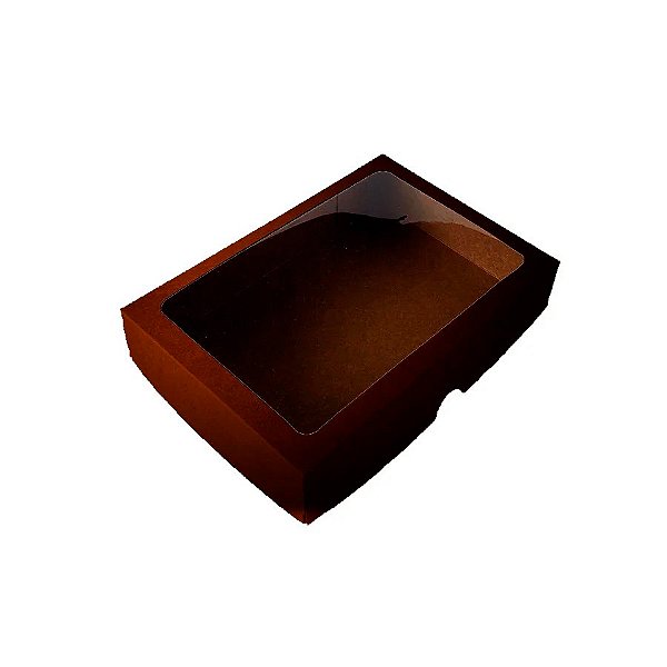 Caixa com Visor S18 (11,5cm x 15,5cm x 3,5cm) Marrom - 10 unidades - Assk - Rizzo