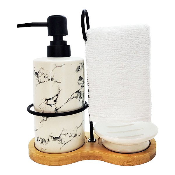 Kit para Banheiro 4 Peças em Cerâmica - Marmore - 350ml - 1 unidade - Rizzo - Rizzo