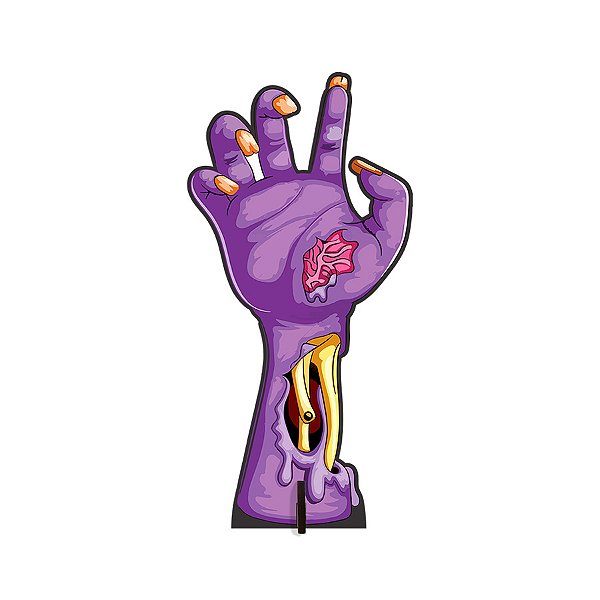 Display de Mesa em MDF - Mão de Zumbi Roxa - 15x30cm - 1 unidade - Rizzo