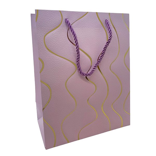 Sacola de Papel para Presente Ondas Almofadadas - Lilás - 32x26x12cm - 1 unidade - Rizzo