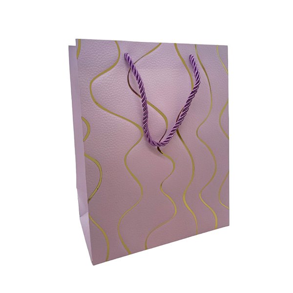 Sacola de Papel para Presente Ondas Almofadadas - Lilás - 23x18x10cm - 1 unidade - Rizzo
