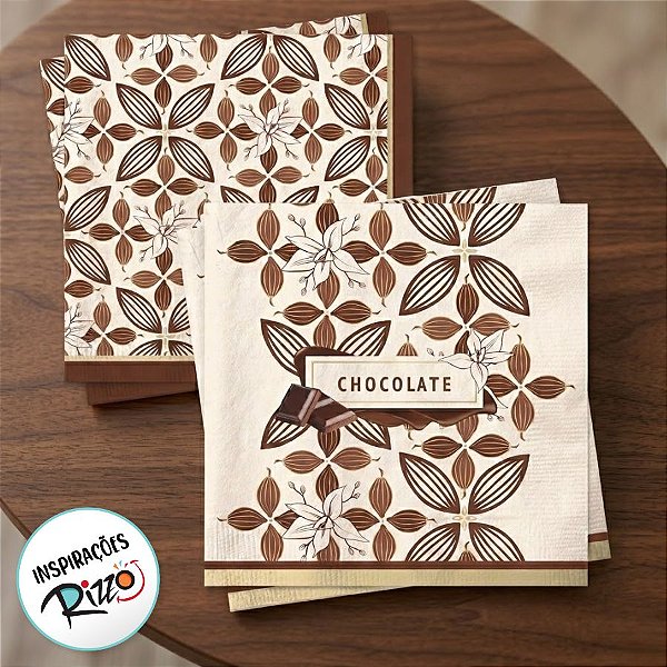 Guardanapo de Papel Chocolate Composê - 20 folhas - Cromus Páscoa - Rizzo Embalagens