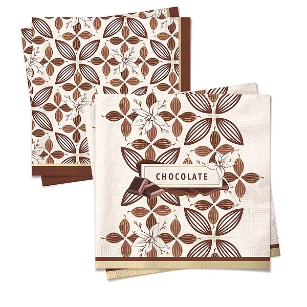 Guardanapo de Papel Chocolate Composê - 20 folhas - Cromus Páscoa - Rizzo Embalagens
