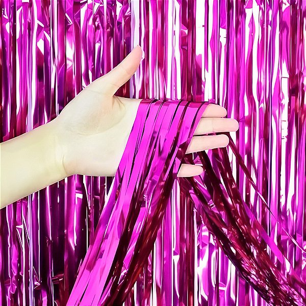 Cortina Decorativa Metalizada Pink 1x2m - 1 unidade - Rizzo