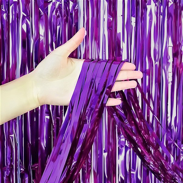 Cortina Decorativa Metalizada Roxo 1x2m - 1 unidade - Rizzo
