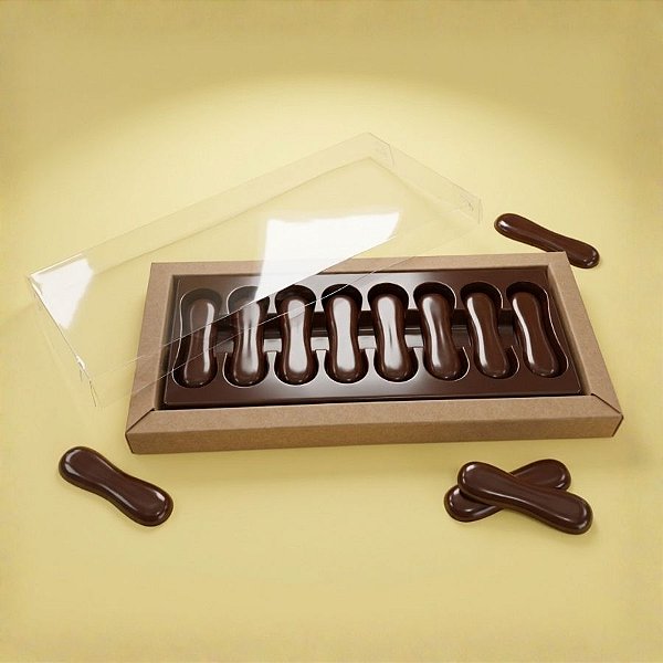 Caixa Língua de Gato - Kraft - 8 cavidades - 5 unidades - Crystal - Rizzo