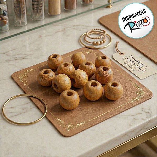 Bola de Madeira 10mm - Bege - 12 unidades - Art Montagem - Rizzo