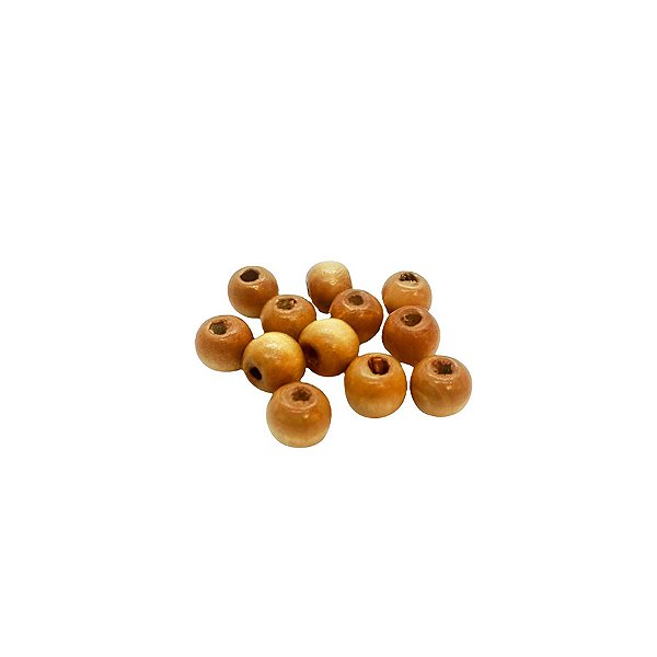 Bola de Madeira 10mm - Bege - 12 unidades - Art Montagem - Rizzo