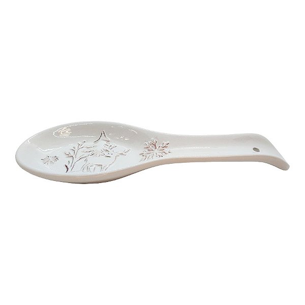 Colher Decorativa de Natal em Cerâmica - Floresta Branca - 25cm - 1 unidade - Rizzo