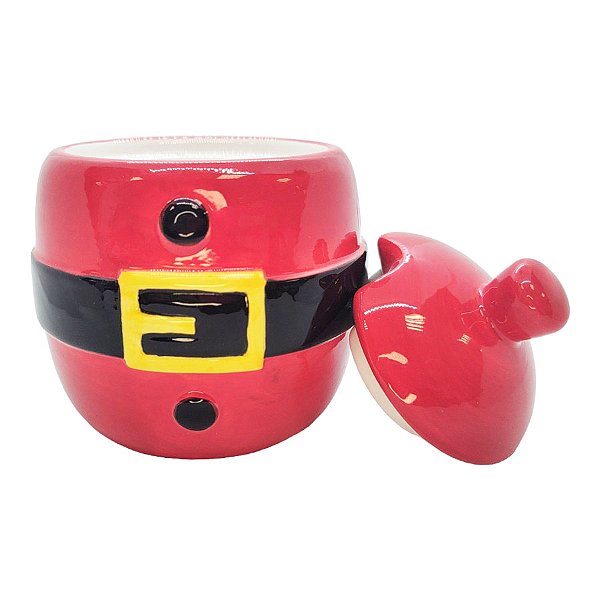 Pote Decorativo em Cerâmica de Natal - Cinto Noel - 11x8cm - 1 unidade - Rizzo