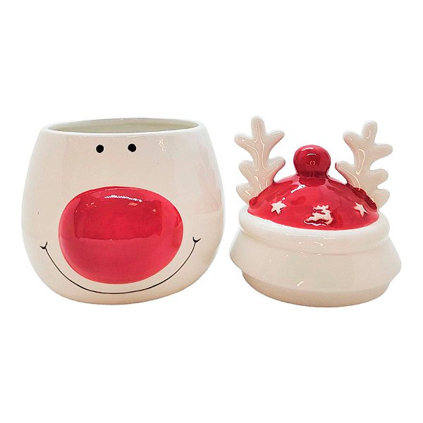 Pote Decorativo em Cerâmica de Natal - Rena - 22x13,5cm - 1 unidade - Rizzo