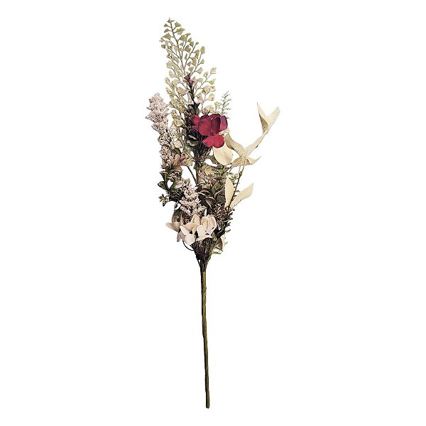 Galho de Flor Decorativa - Branco e Vermelho - 53cm - 1 unidade - Rizzo