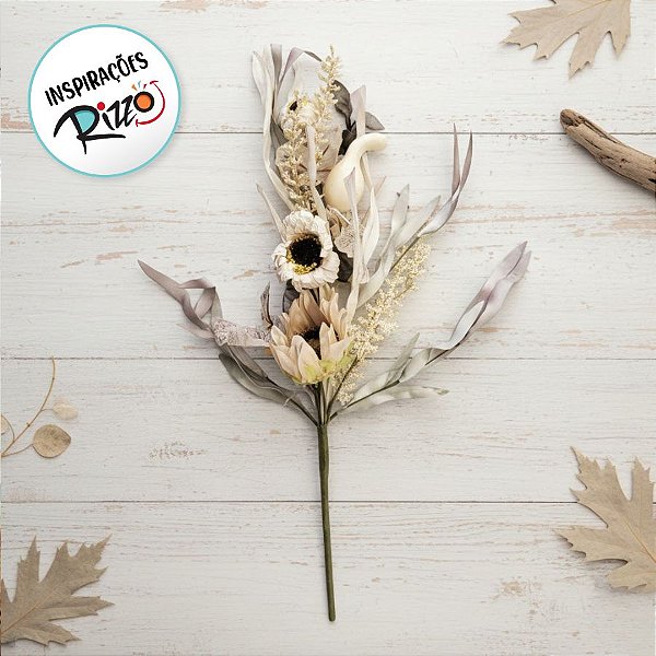Galho de Flor Decorativa - Girassol Retrô - 50cm - 1 unidade - Rizzo