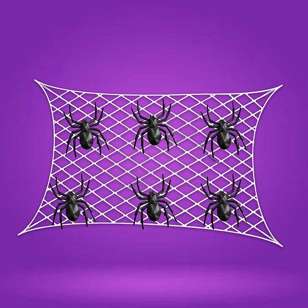 Teia com Aranhas Decorativa Branca - 200x130cm - 1 unidade - Rizzo