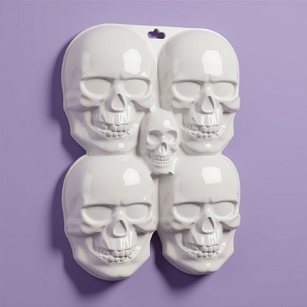 Painel Decorativo de Halloween - Caveiras Brancas - 47x35cm - 1 unidade - Rizzo