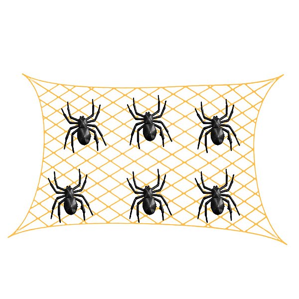 Teia com Aranhas Decorativa Laranja - 200x130cm - 1 unidade - Rizzo