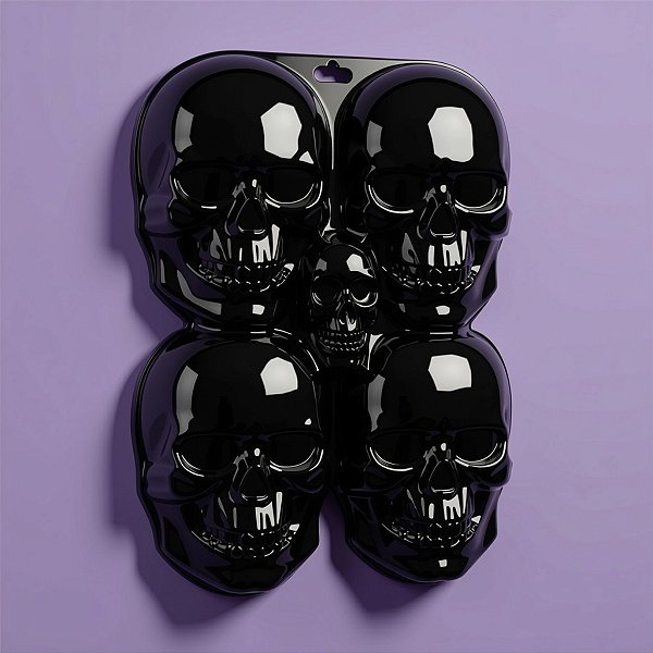 Painel Decorativo de Halloween - Caveiras Pretas - 47x35cm - 1 unidade - Rizzo