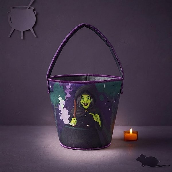 Baldinho de Halloween em Tecido - Bruxa - 16x22cm - 1 unidade - Rizzo
