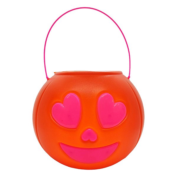 Baldinho de Halloween com Alça - Abóbora Laranja Apaixonda - 13x17cm - 1 unidade - Rizzo