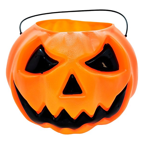 Baldinho de Halloween com Alça - Abóbora Laranja - 13x17cm - 1 unidade - Rizzo