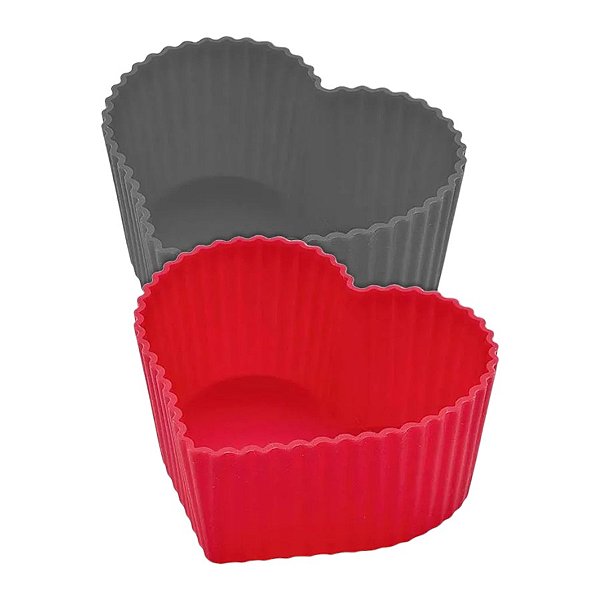 Forminhas Coração de Silicone para Cupcake - 6cm - 6 unidades - Clink - Rizzo