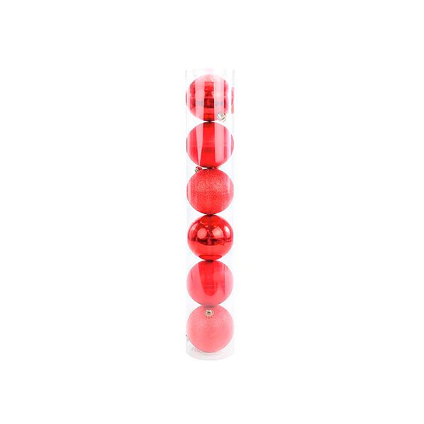 Bola de Natal em Tubo - Vermelho - 6cm - 6 unidades - Cromus - Rizzo