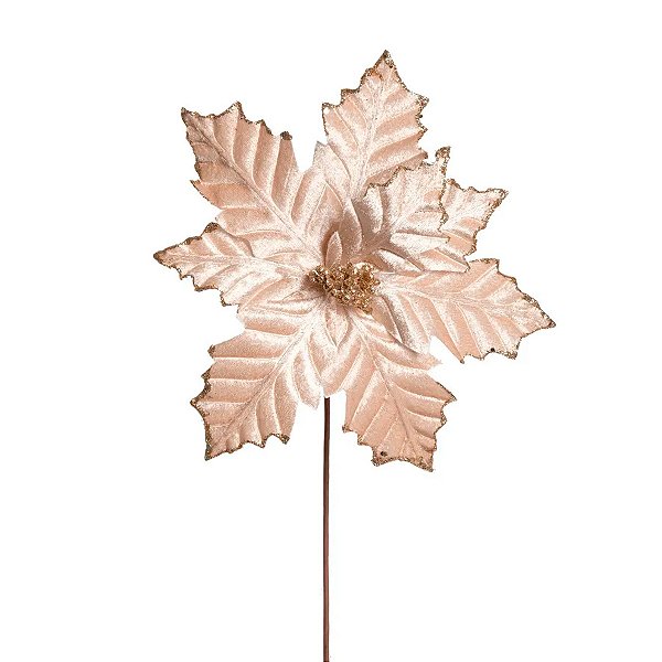 Poinsétia Decorativa de Natal - Nude - 50cm - 1 unidade - Cromus - Rizzo