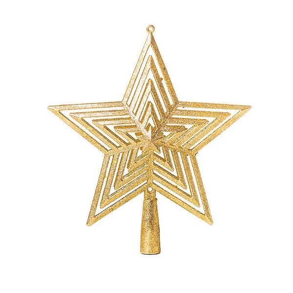 Estrela Ponteira de Natal Vazada - Dourada - 20cm - 1 unidade - Cromus - Rizzo