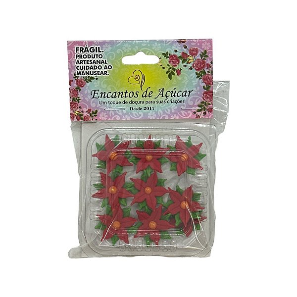 Confeitos de açucar - Flores vermelhas - 9 unidades - Encantos de Açúcar - Rizzo