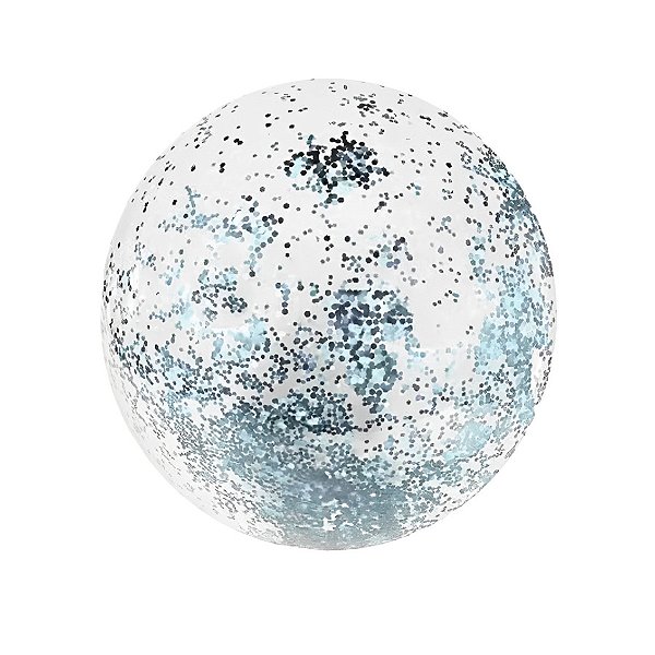 Balão Bubble Transparente com Glitter Prata Hexagonal - 18" 45cm - 1 unidade - Rizzo
