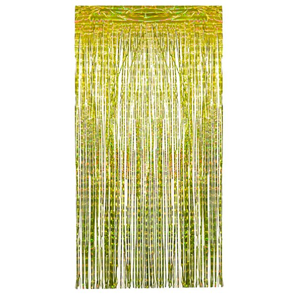 Cortina Decorativa Metalizada de Glitter Dourado Hológrafico - 1x2m - 1 unidade - Rizzo