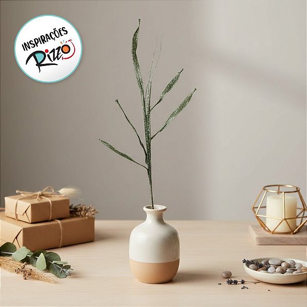 Galho Decorativo - Capim Verde Glitter - 79cm - 1 unidade - Rizzo