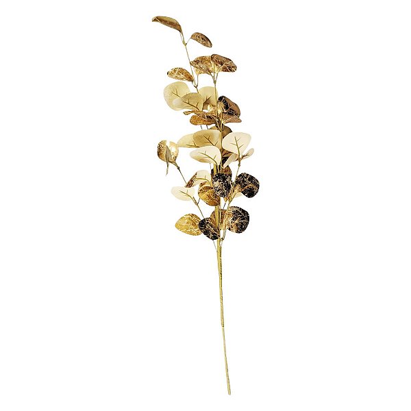 Galho Decorativo - Folhas Redondas Douradas - 63cm - 1 unidade - Rizzo